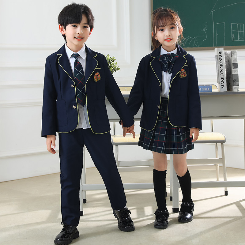 儿童校服套装小学生班服订制男女童英伦风西装外套秋季幼儿园园服