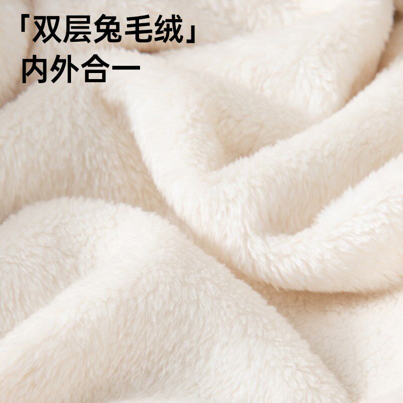 婴儿冬季加绒加厚外套兔毛绒男宝宝上衣外出防风保暖可爱衣服冬装
