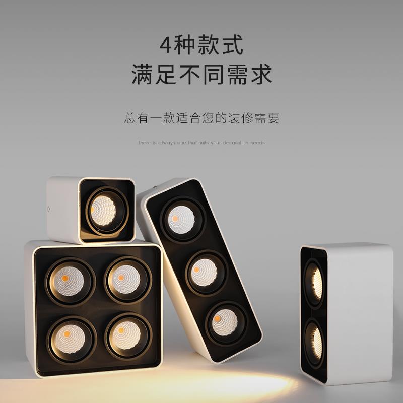 明装四头防眩筒灯智能调光无主灯客厅斗胆灯简约天花格栅吸顶射灯