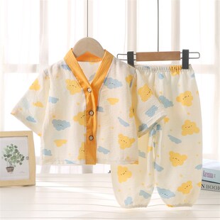 儿童家居服套装男童女童夏季薄款空调服宝宝夏天睡衣中大童两件套