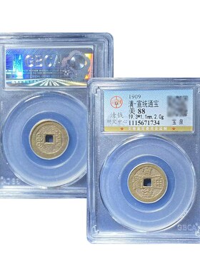 真品十帝钱公博评级88分 宣统通宝宝泉古币真品保真包老