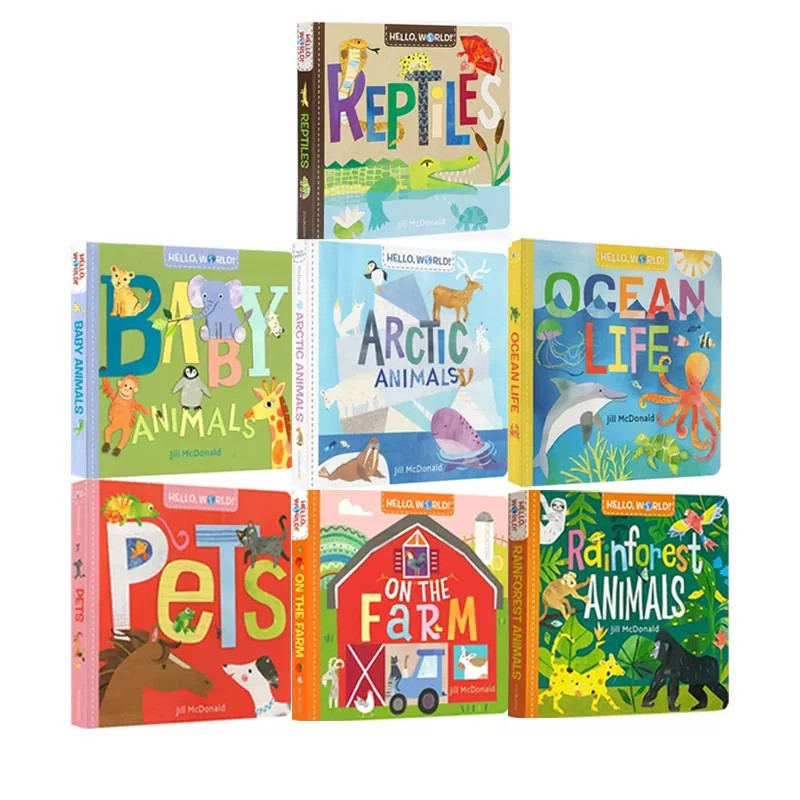 预售 英文原版 Hello World 你好科学小世界 7册 动物系列纸板书 Pets/Arctic Animals/Baby Animals 幼儿STEM启蒙图画书