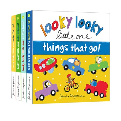 英文原版 套装一 Looky Looky Little One 4册 纸板书 Farm/Baby Animals/Sea/Things That Go 启蒙认知系列绘本 Sandra Magsamen