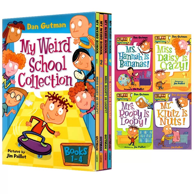 疯狂学校第一季1-4册盒装 英文原版 My Weird School Collection 英语初级章节桥梁书 美国小学推荐读物 Dan Gutman