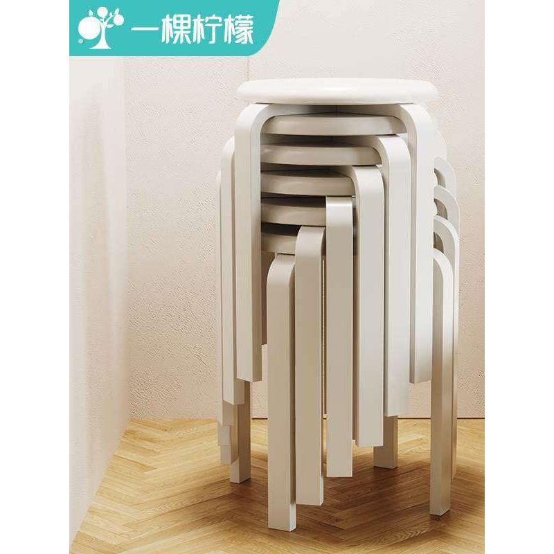 实木凳子可叠放客厅餐椅家用板凳出租房椅子简约简易木圆凳餐桌凳