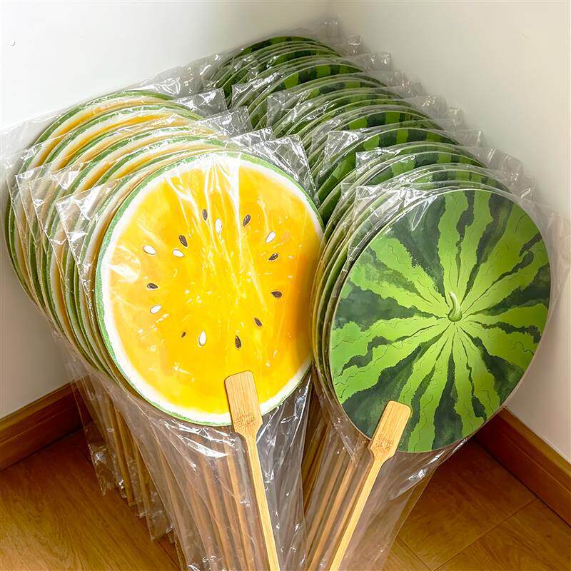 黄色西瓜扇子可携式随身家用夏季凉快蒲扇防摔耐用高颜值手摇扇团