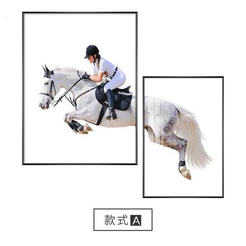 现代简约装饰画玄关客厅走廊过道背景墙挂画骑术赛马壁画骑士墙画