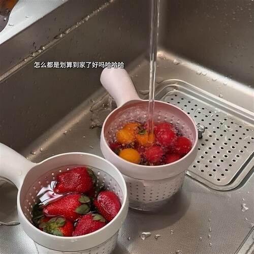 沥水篮洗菜盆家用厨房带手柄双层沥水篮马卡龙漏筛盆新款果盘
