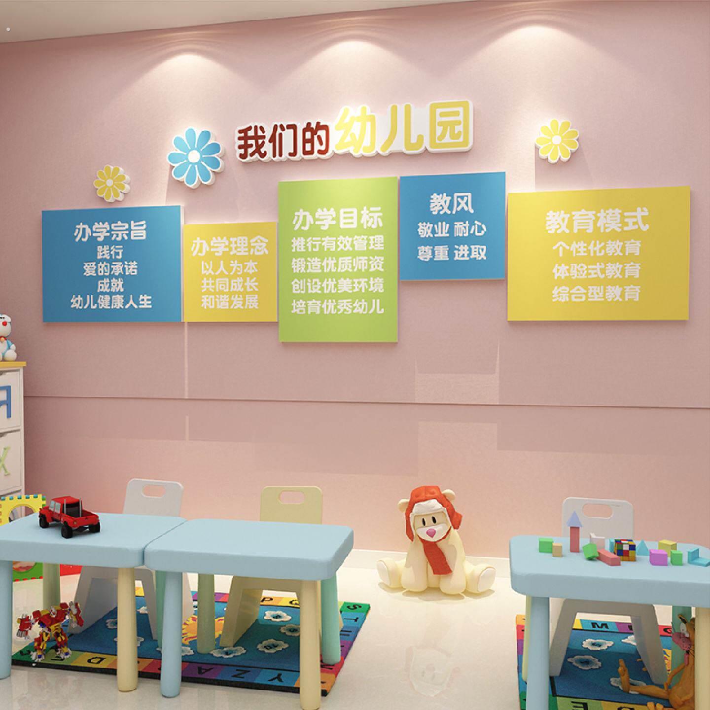 幼儿园环创主题文化墙办园理念墙面装饰托管班环境布置材料贴纸板