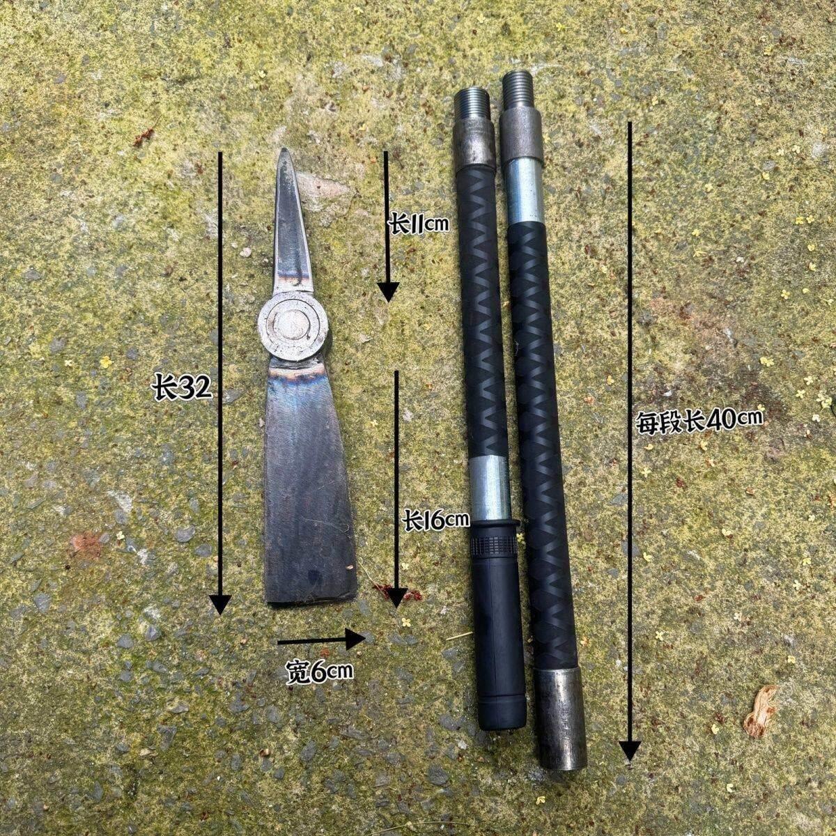 弹簧钢手工锻打户外多功能锄头三合一农用多用挖土神器折叠可携式