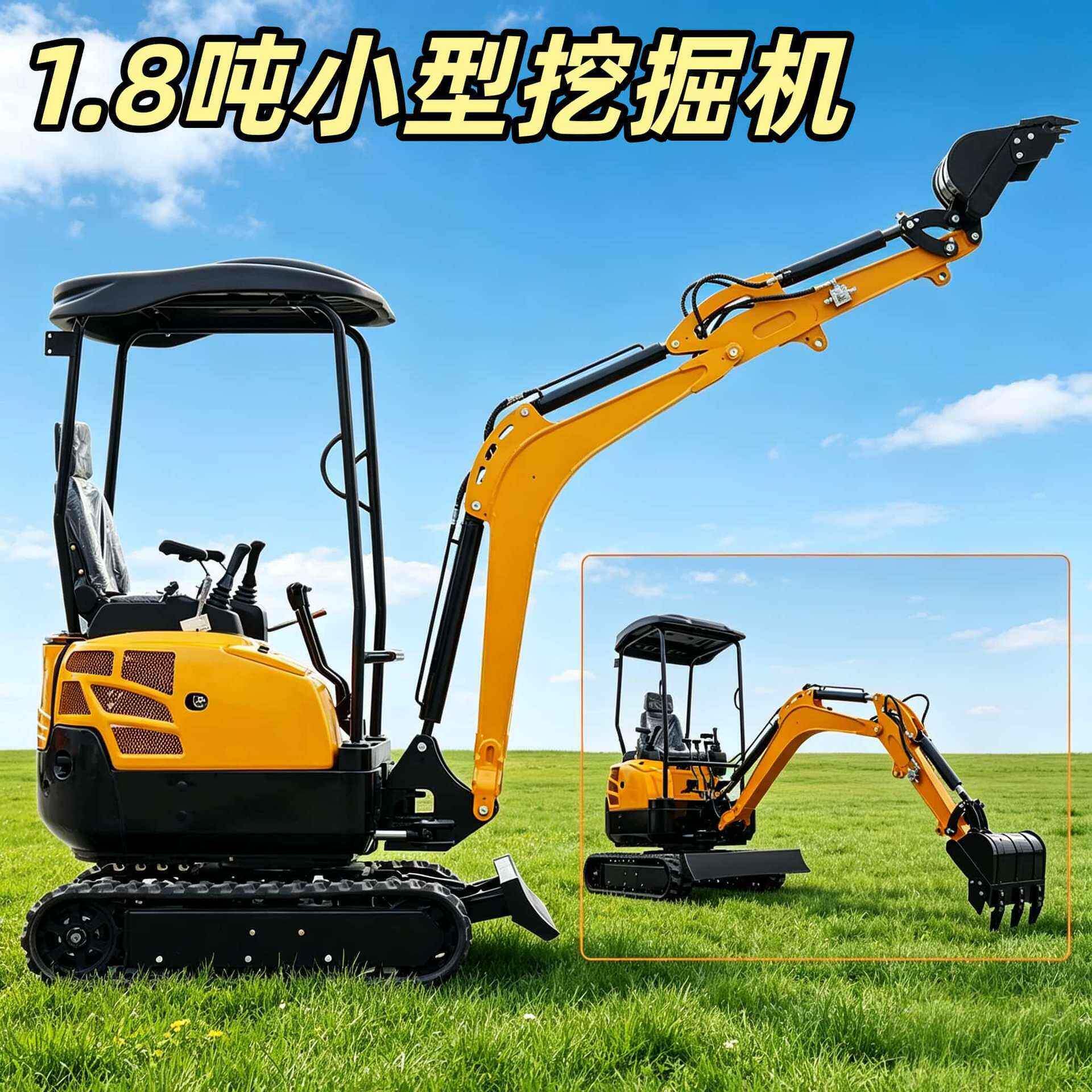 HT-18L小型履带挖掘机料场渣土工程小挖机耐磨大铲斗出口农用微挖