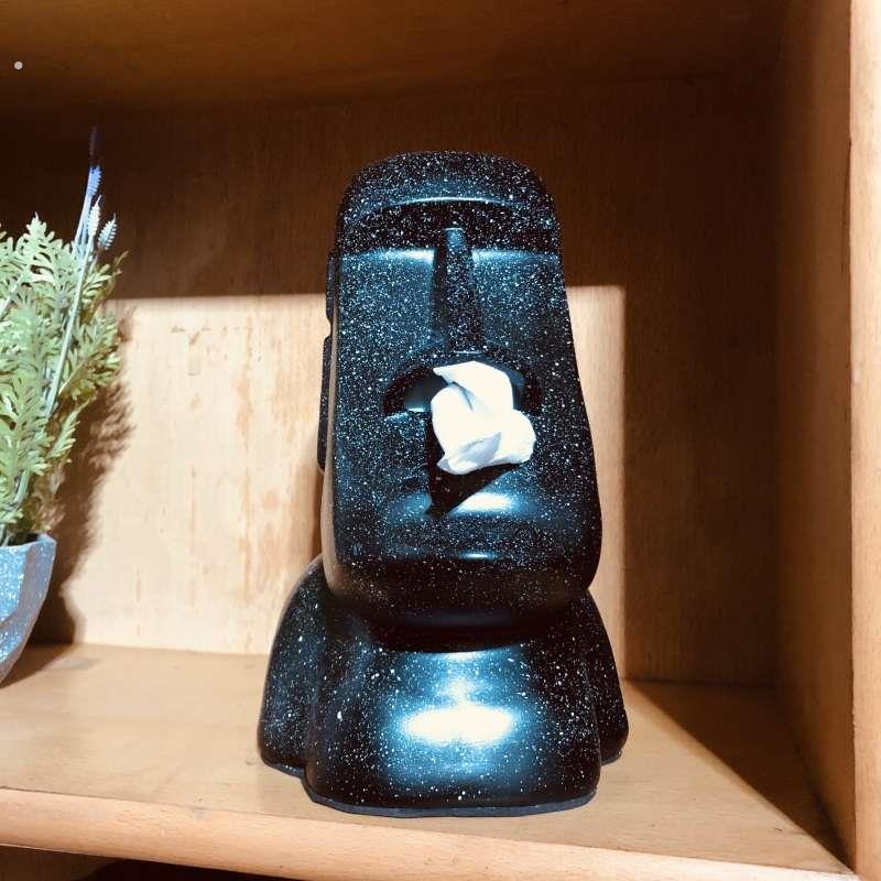 创意纸巾盒装饰摆饰摩艾石人像抽取式卫生纸个性欧式耳机架餐桌客