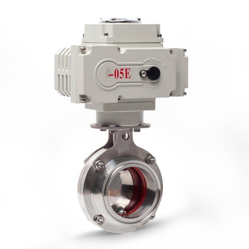 304不锈钢电动快装蝶阀D981X卫生级快开卡箍式卡盘粉尘阀220V24V