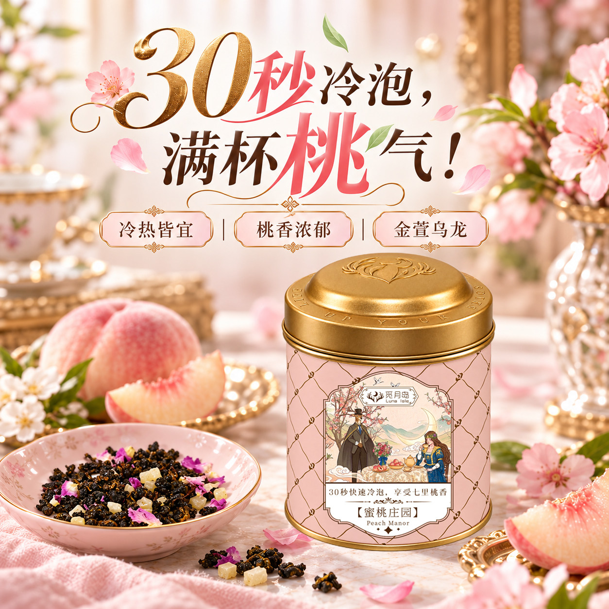 觅月岛蜜桃乌龙茶0糖冷泡原叶
