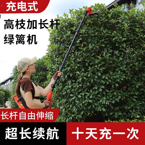 高枝电动修剪机加长杆绿篱修剪机揹负式绿化修枝剪修剪树枝高枝锯