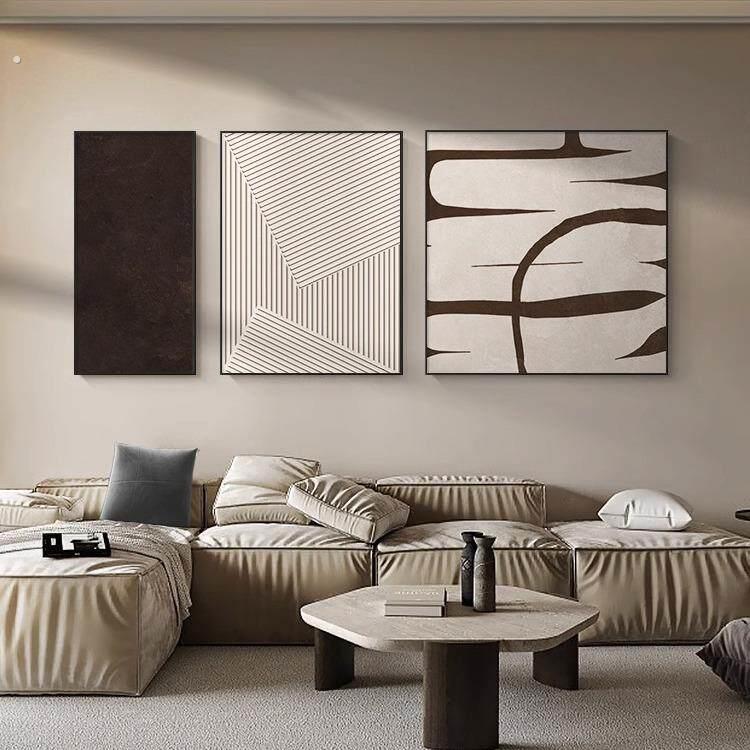 深圳大芬油画村客厅装饰画抽象黑白灰创意组合沙发背景墙壁画现代
