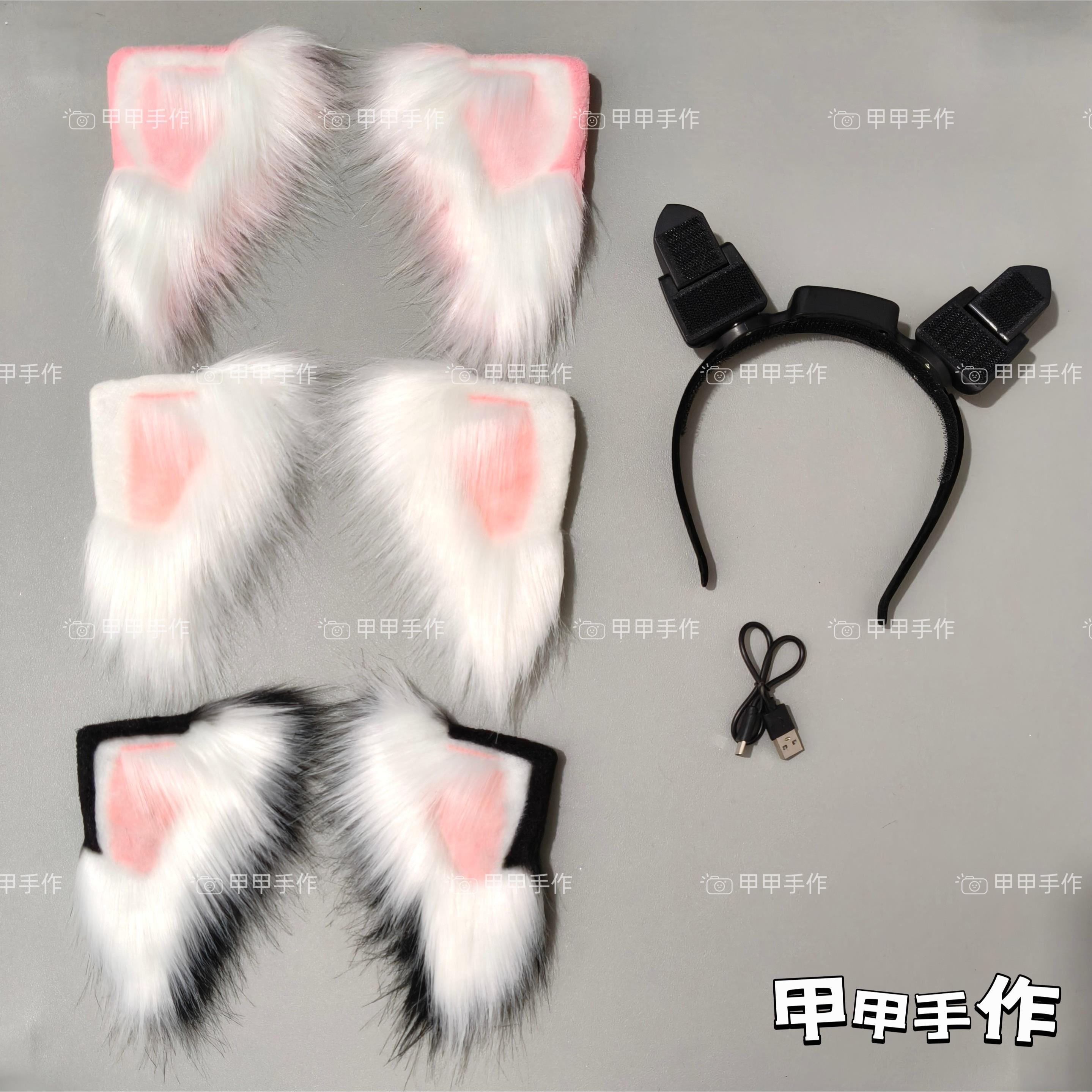 【】体感意念电动摸头杀兽耳发箍可折耳可动机芯猫耳狐耳头箍