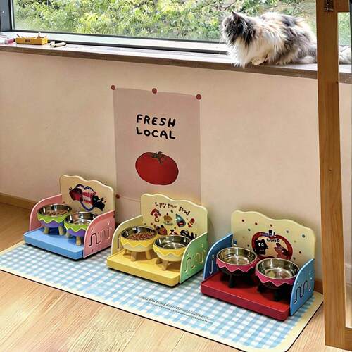 猫碗宠物餐桌猫食盆增高架猫咪饭碗大口径狗碗狗盆喝水碗保护颈椎