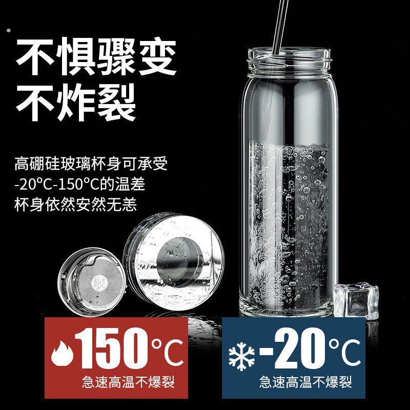 诺岩可车载小肚杯便捷携带随身杯耐高温玻璃泡茶水杯晶莹剔透防漏