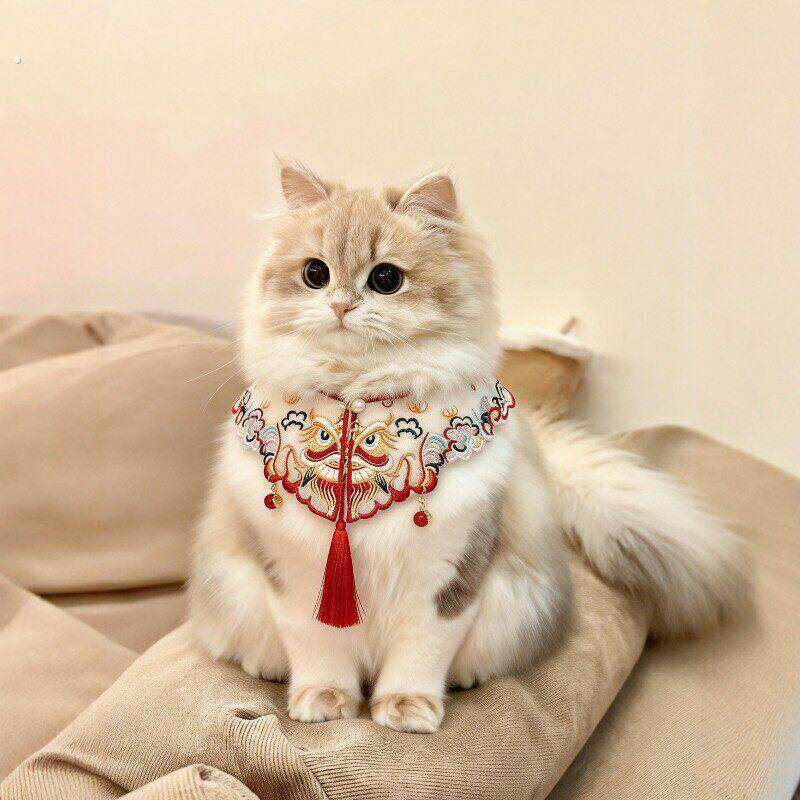 新年猫咪围脖口水巾宠物衣服小配饰小猫围兜喜庆过年装饰品云肩