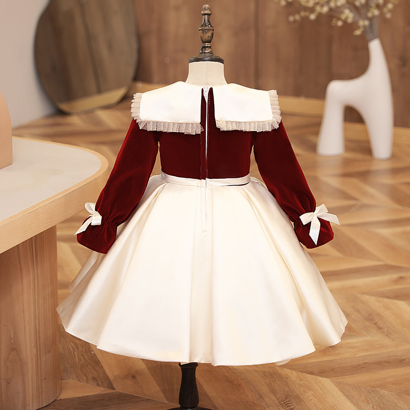 女童礼服高端主持人儿童钢琴演出服花童女孩周岁生日公主裙长袖春