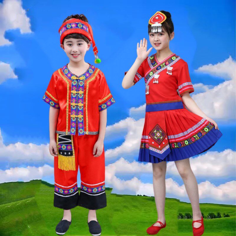 童年叮叮当苗族演出服红山果舞蹈服童年的铃铛彝族七月火把节采茶