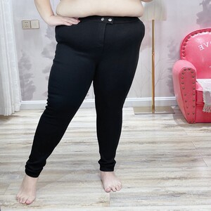 胖莹莹大码女装胖mm秋冬韩高腰修身铅笔裤提臀加绒弹力打底小脚裤