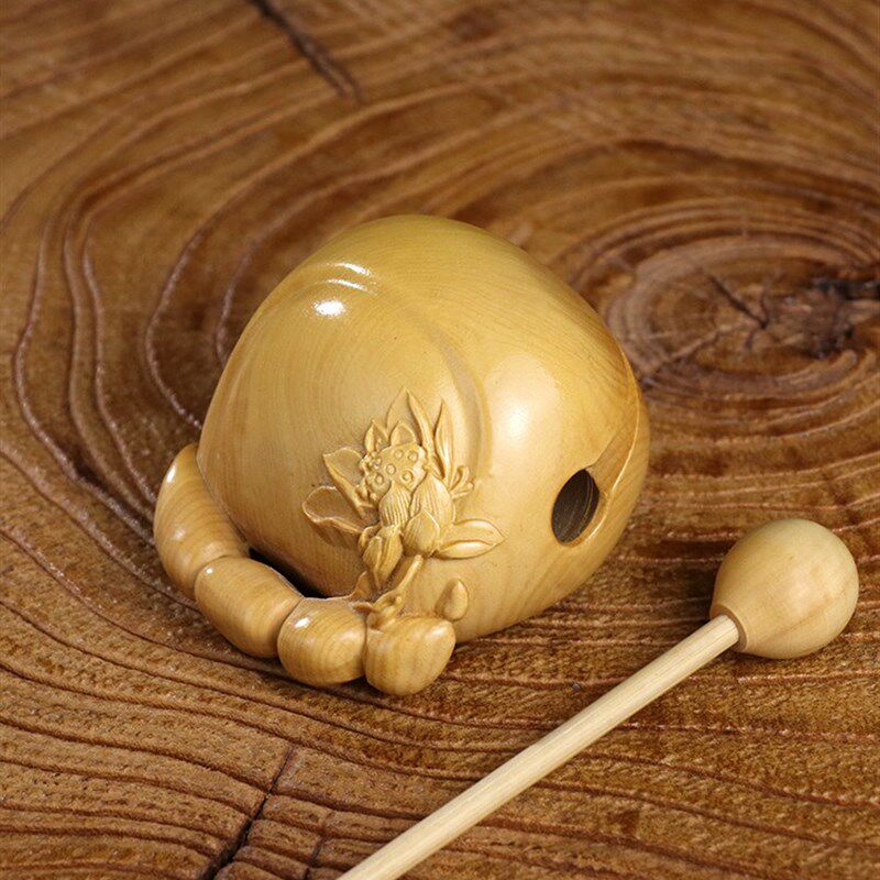 小叶黄杨木雕随身携带木鱼手把件实木打击乐器佛系念经法器小摆件