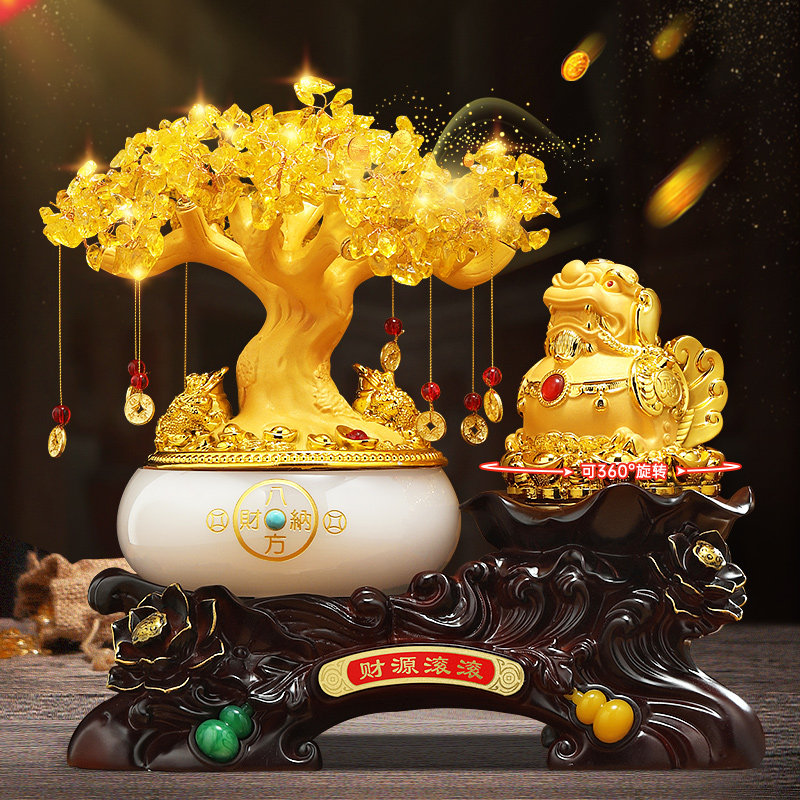 财源滚滚貔貅发财树摆件招财聚宝盆客厅酒柜装饰品店铺开业礼物