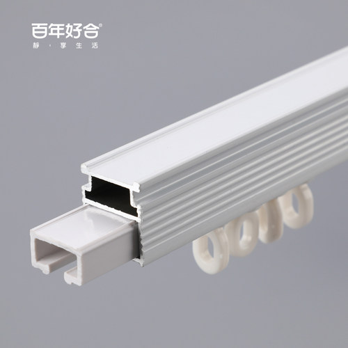 静音加厚铝合金窗帘盒直轨道单轨双轨顶装侧装可收费上门测量安装