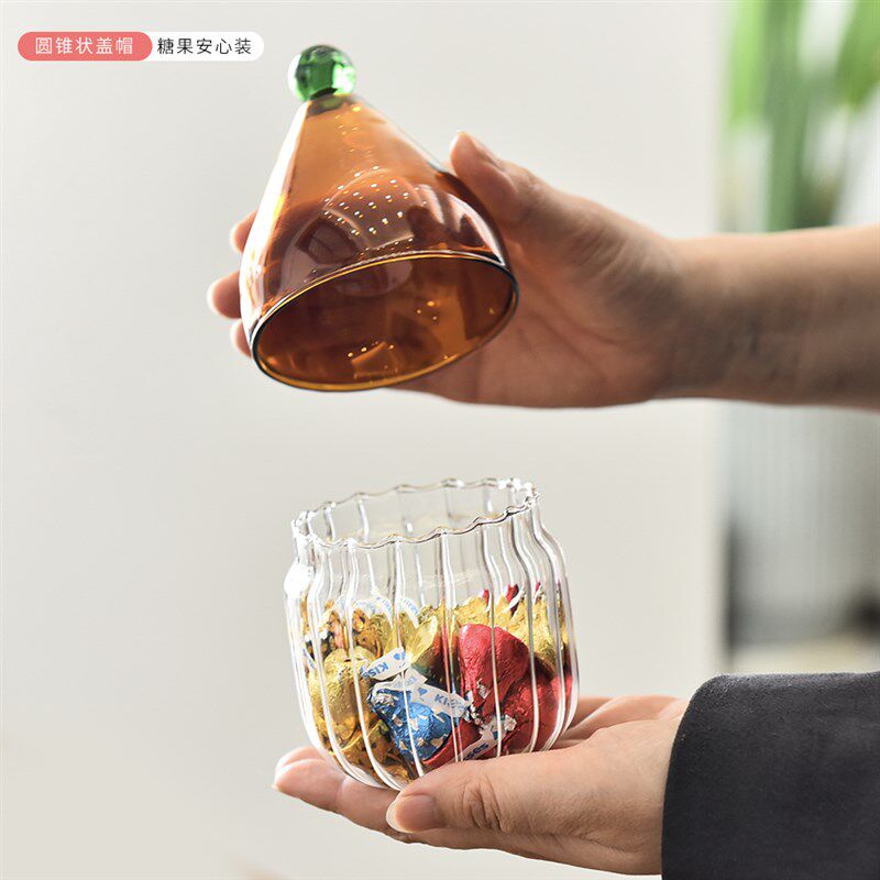 圣诞帽糖果罐子高颜值彩色糖罐带盖厨房收纳瓶瓜子零食坚果储物罐