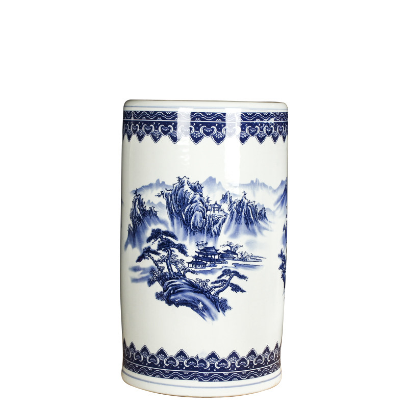 景德镇陶瓷书画卷轴字画缸瓷器青花箭筒帽筒放伞筒大花瓶客厅摆件