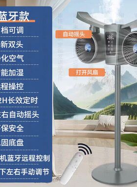 2025新款双头风扇循环扇语音遥控静音对流摇头家用智能落地风扇ce