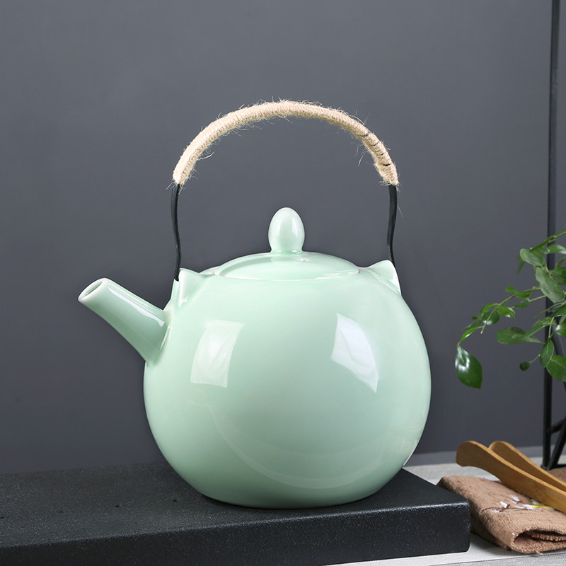 陶瓷2升大茶壶青瓷水壶耐高温泡茶壶餐厅泡茶壶家用凉水壶开水壶