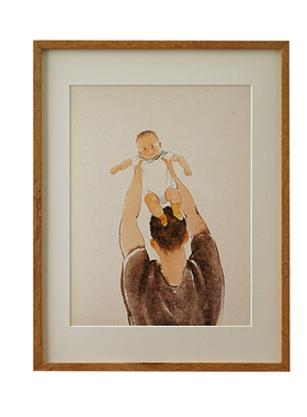 一二山皇小小 举高高 水墨画客厅玄关电箱装饰画沙发背景竖画挂画