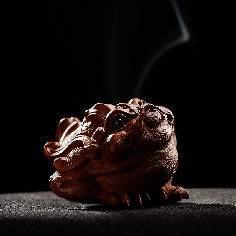 柏年堂 吉柏年 紫砂雕塑茶宠摆件 手工可养招财 金蟾 丹青