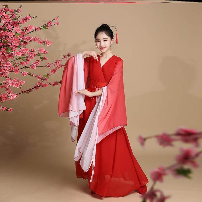 儿童弹古筝演出服女童汉服表演服装中国古风古典舞六一节舞蹈比赛