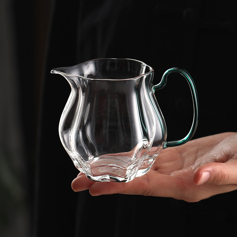 玻璃公道杯小号迷你分茶器耐热小容量倒茶公杯透明茶海精致带手柄