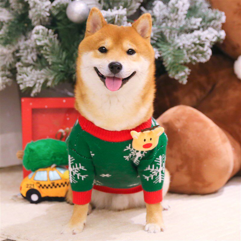 柴犬圣诞新年衣服可爱毛衣加厚秋冬保暖针织衫狗狗拜年喜庆过年