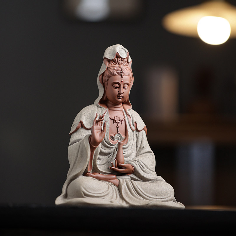 久造中式禅意佛像摆件陶瓷观音菩萨工艺品客厅家用供奉观世音摆设