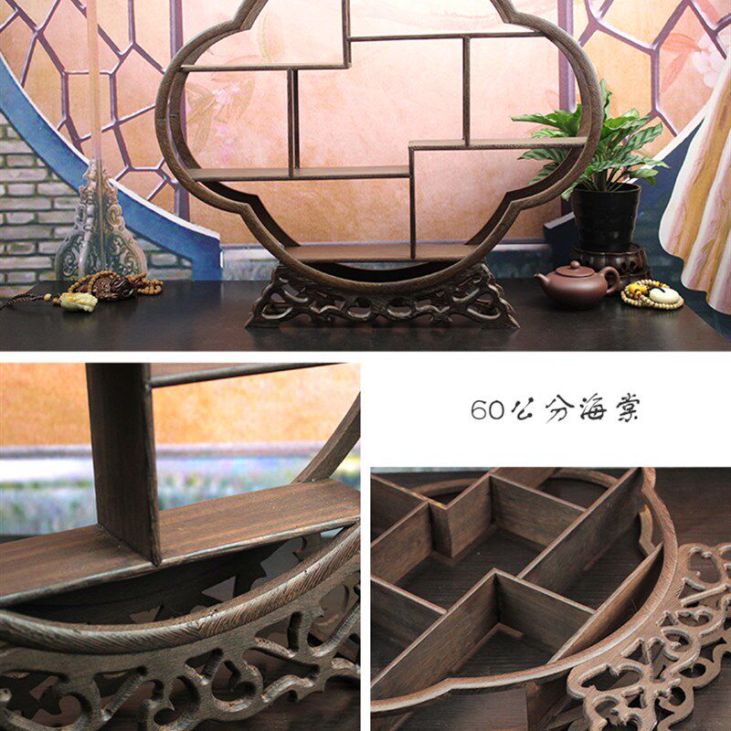 博古架小鸡翅木实木圆形展示架多宝阁博古架 小物件摆放架子包邮