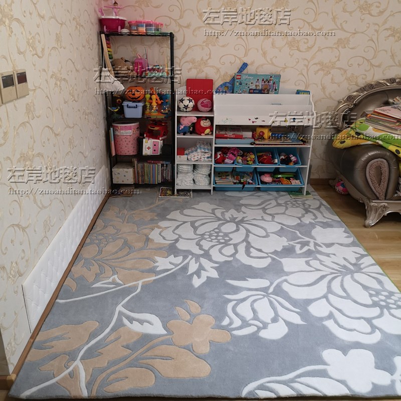 欧式美式花朵田园地毯客厅茶几卧室床边书房衣帽间手工地毯定制