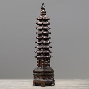 黑檀实木质雕刻13层文昌塔摆件木制工艺品九层七层文峰塔书房装饰