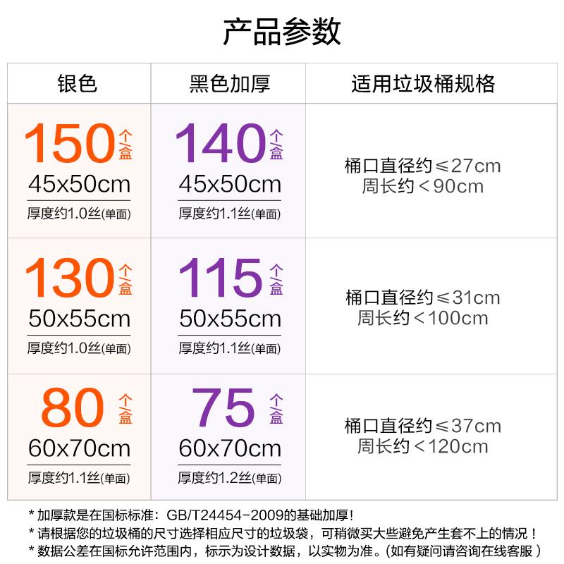 e洁垃圾袋抽绳式家用加厚钢袋手提式自动收口厨房塑料袋大号150只图片