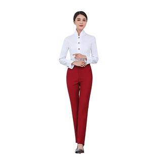 国航空姐职业装制服女套装工作服衬衫马甲裙子酒红色前台礼仪接待