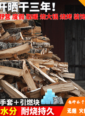 壁炉装饰白桦木摆件侘寂风木柴装饰品 原木风格装修素材天然劈柴