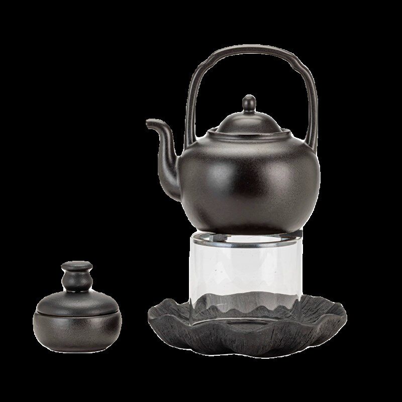 围炉煮茶酒精炉耐高温陶瓷煮茶壶套装复古酒精灯玻璃观火煮茶壶炉