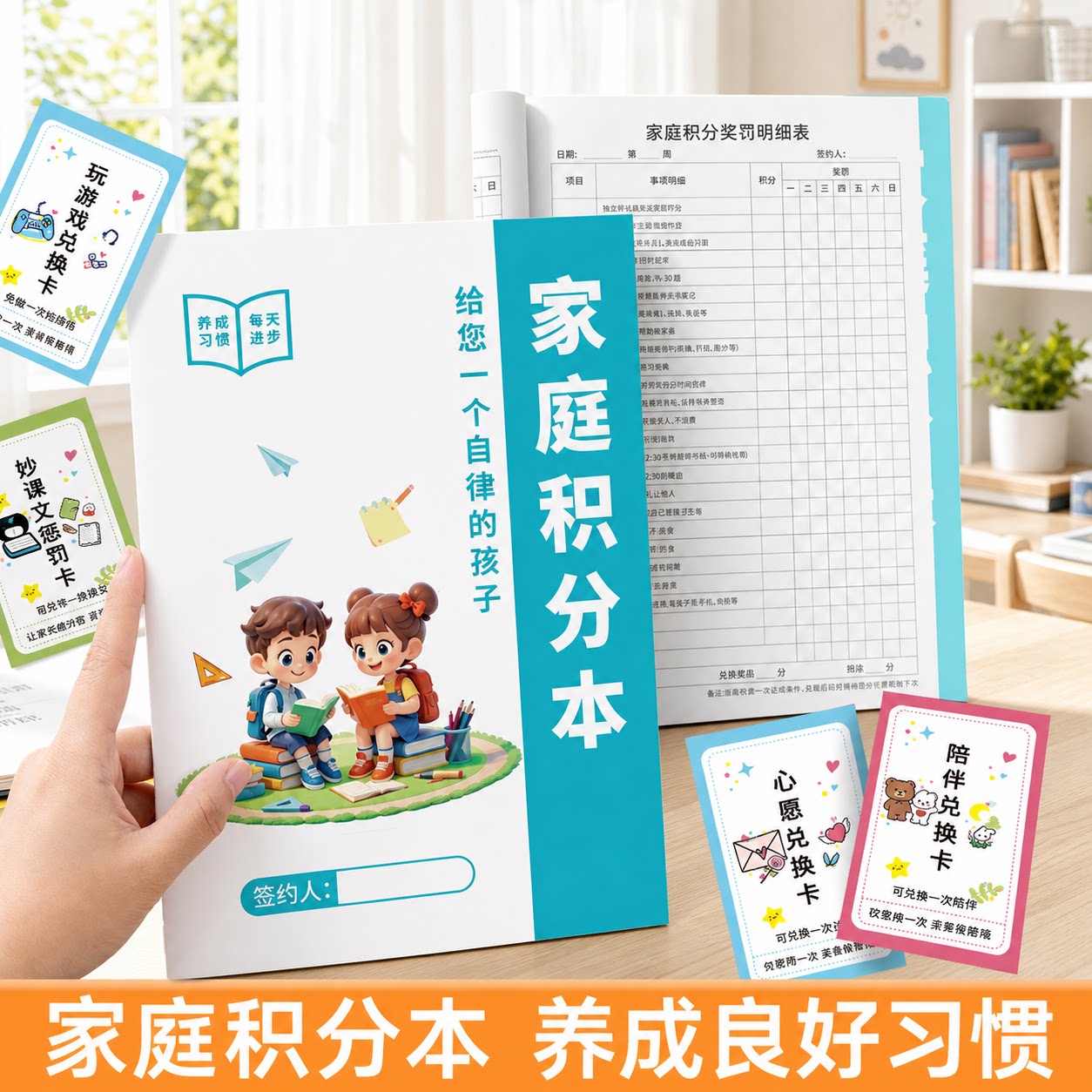 家庭积分本小学生节假日学习生活劳动奖罚规则表每日坚持时间记录