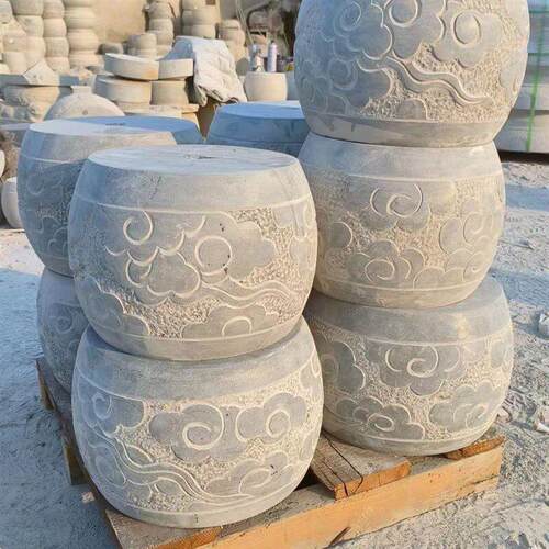 青石石柱头顶石石墩墩子庭院柱脚柱墩底座空心圆墩基石新中式柱墩
