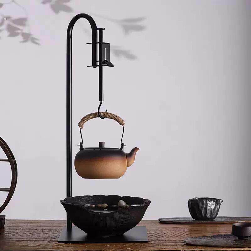 茶艺围炉煮茶逍遥自在钩挂铁茶壶配件茶室可调节悬吊铸铁挂钩炭炉